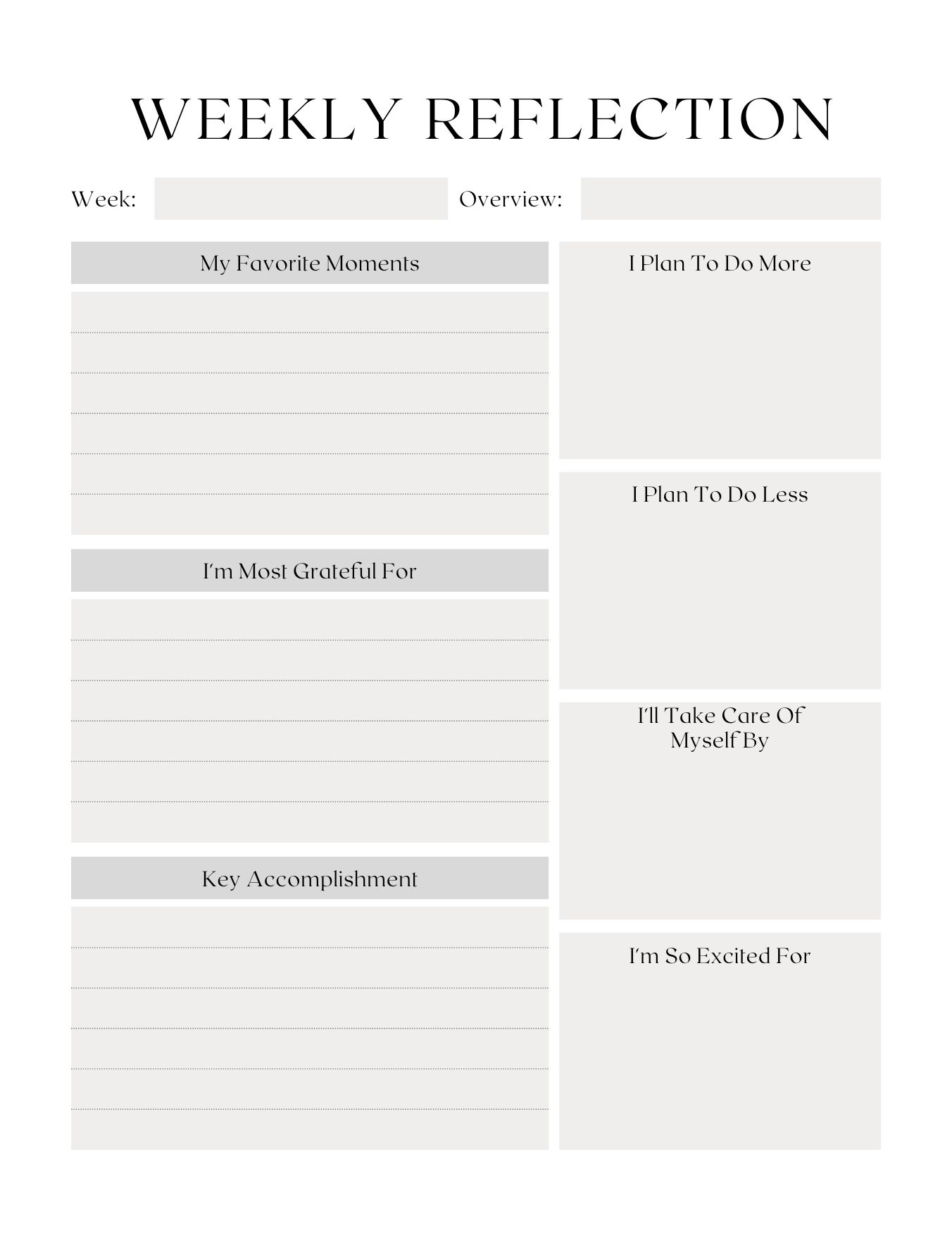 Weekly Reflection Journal